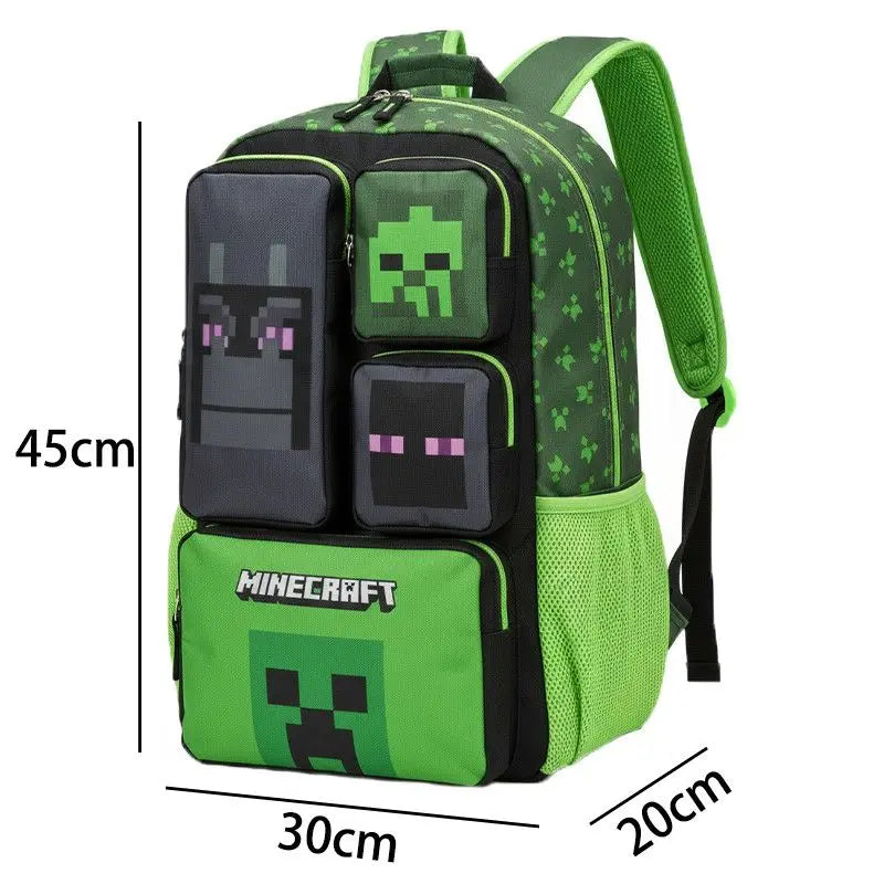 In Stock Minecraft Backpack Large Capacity Lightweight Pressure Relief Cartoon Print Outdoor Travel Hiking For Men Students