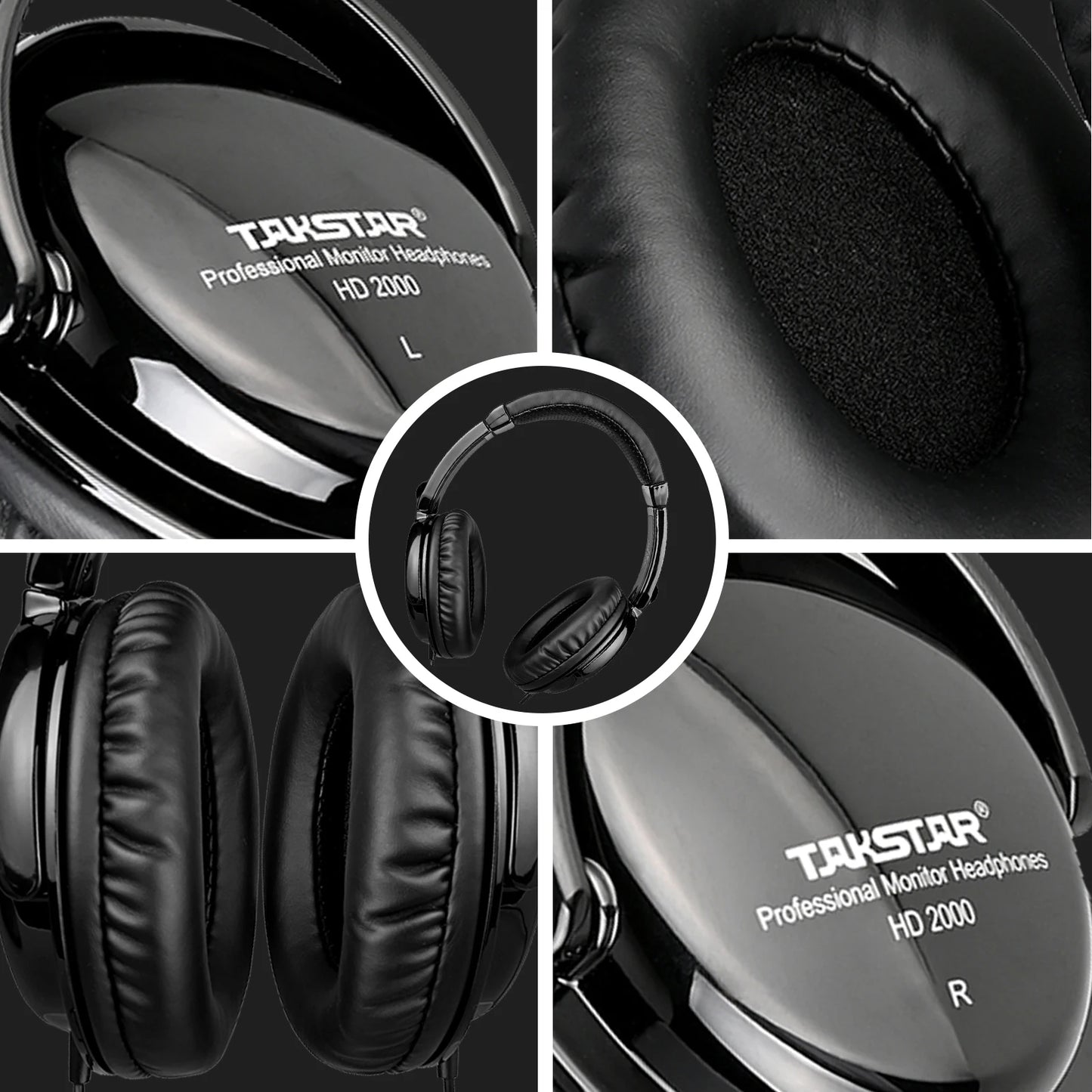 Takstar HD2000 Wired Over Ear Headphones Studio Monitor DJ Headset with 50mm Driver, HiFi Stereo Sound for Recording, Mixing, Guitar, Piano & PC