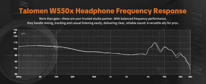Talomen TOP W550X kabelgebundene Over-Ear-Kopfhörer mit 50mm-Treibern, tiefem Bass, abnehmbarem Kabel und integriertem Mikrofon – Gaming-, DJ-, Studio- und Büro-Headset