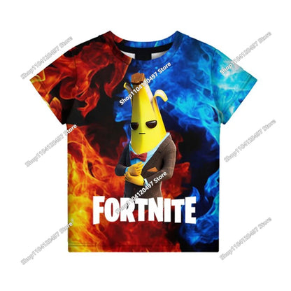 T-shirt de Verão para Criança Battle Royale Fortnite Hero Victory 3D — T-shirt para Rapazes, Raparigas e Bebés