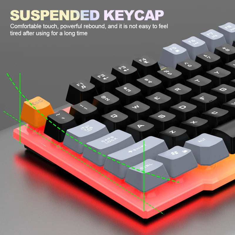 Einzelne Tastatur und Tastatur-Maus-Set RAIKU T26, dreifarbige Leuchttastatur, kabelgebundene mechanische Touch-Gaming-Maus-Tastatur-Kombination