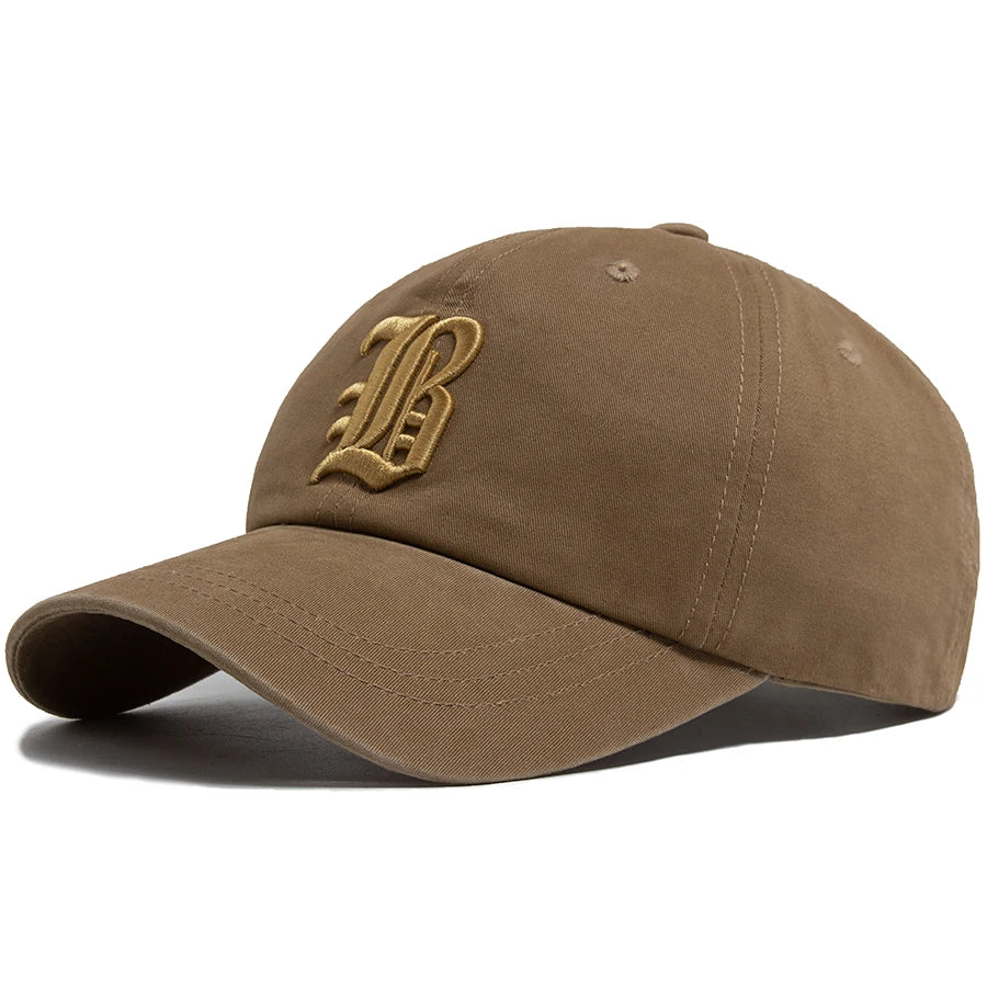 Mode d'été : casquette de baseball pour homme, brodée d'une lettre, casquette « trucker » en coton, casquette décontractée d'extérieur à visière souple, casquettes de baseball pour femme