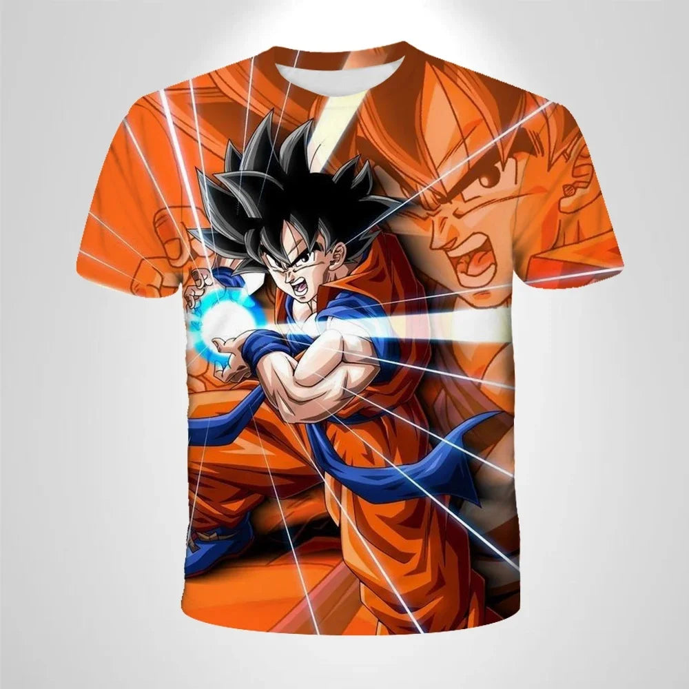 2026 Children's Breathable Short-sleeved Japanese Anime Dragon Ball Z Goku Goku Saiyan Men's Short-sleeved T-shirt,Sports Top