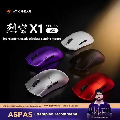 ATK Blazing Sky X1 V2 Ultimate Dual Mode Wireless Mouse Lightweight PAW3950 Ultra Dual 8K HZ Low Latency Custom Ergonomics Mouse