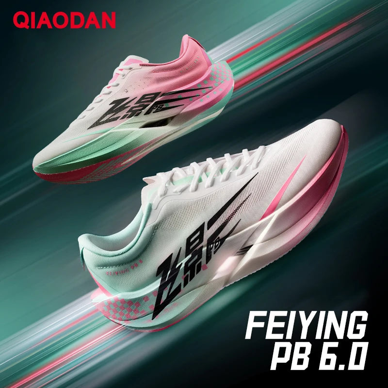 QIAODAN Feiying PB6.0 Homem 2026 Sapatilhas Desportivas de Competição para Maratona Novas com Placa de Carbono Suspensa Integral QDB023261299
