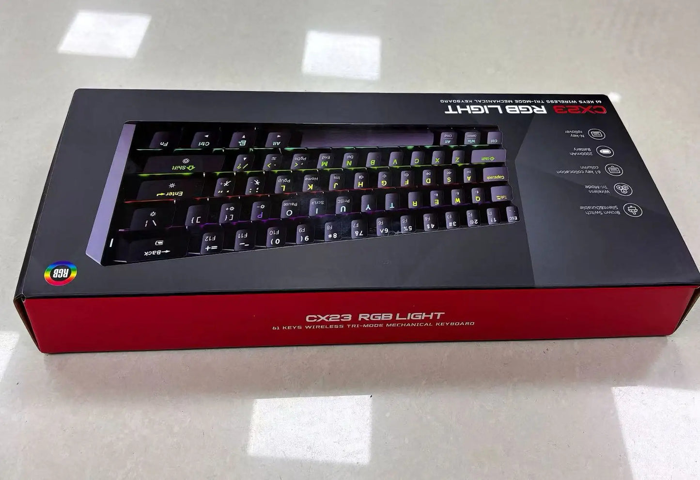 New Portable Compact 61 Keys 3-Mode Mechanical Keyboard RGB Backlit Brown Switch Wireless Bluetooth Gaming Office Keyboard