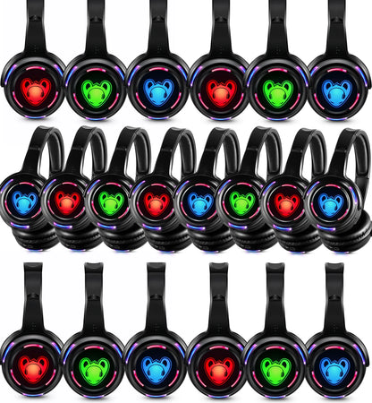 Auriculares inalámbricos Silent Disco RF LED para DJ y fiestas 863–865MHz/915MHz con iluminación LED de 3 canales y batería de 10H