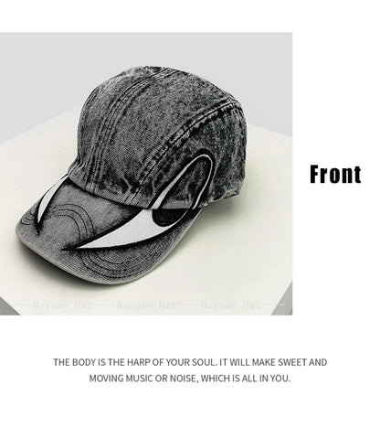 New Men Women Personal Embroidered Wing Double-edged Blade Baseball Hats Sunshade Distress Versatile Street Peaked Caps Fashion