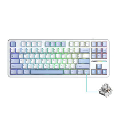AULA F87 Pro mechanische Tastatur 2.4g/Usb/Bluetooth Tri-Mode Wireless, 87 Tasten, RGB, PBT, Gasket, 5-lagige Schalldämpfung, Full-Key, No Impact