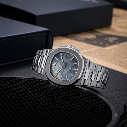 Sugess Men's Watch Automatic Mechanical Wristwatch Miyota 9015 Movement MOP Dial Luminous Waterproof 5bar Bracelet Luxury S466
