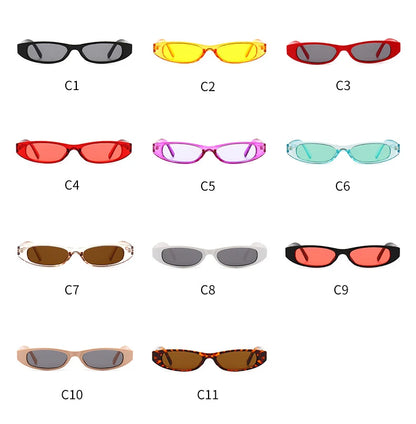 Popular Small Narrow Cat Eye Sunglasses Women Men's Luxury Brand Black Red Sun Glasses Retro Tiny Rectangle Candy Shades