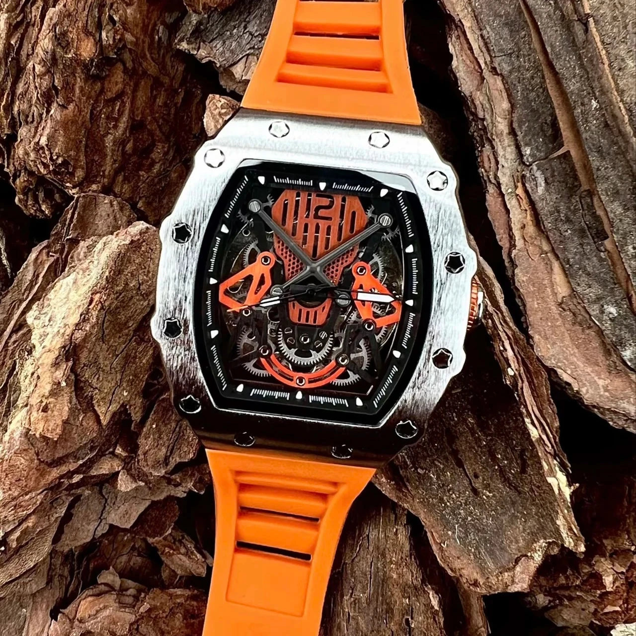 BAOGELA Richard Automatic Mechanical Watch for Men Wrist Watch Luxury Watches with Free Shipping Rubber Strap Reloj Hombre