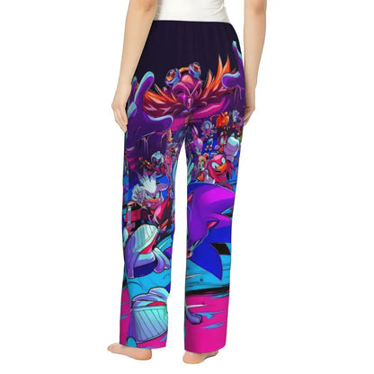 Custom Printed Womens Soniced Pajama Pants Hedgehog Game Sleepwear Sleep Lounge Bottoms with Pockets