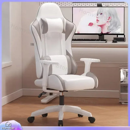 Chaise de gaming ergonomique avec accoudoirs 4D, hauteur réglable, siège en cuir PU, base en fer, pieds en forme d'épée, vérin à gaz 2 étapes, pour bureau