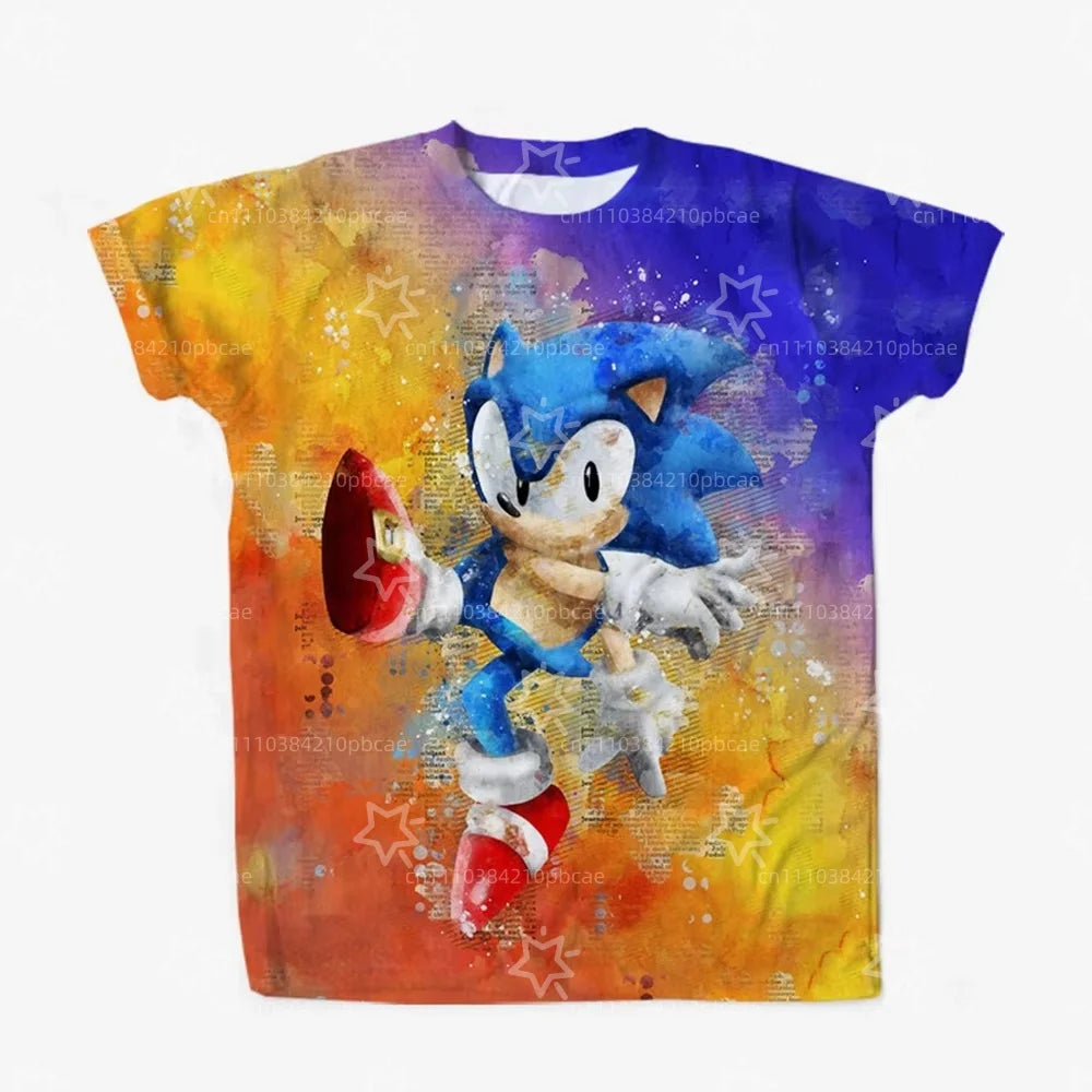Men T Shirt Women Tee Boys Girls Top Adults Children Parent Child quick dry kid Tshirts Sonic Cartoon Casual Sports Print Tee
