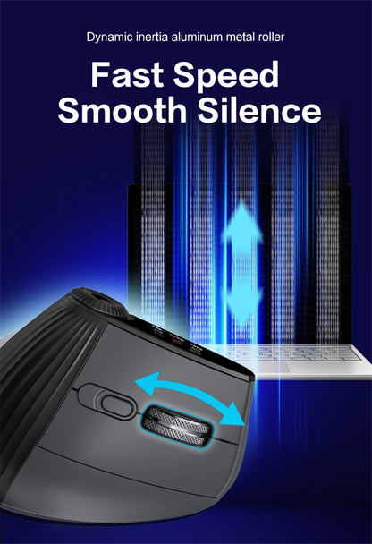 Jomaa RGB Backlit Speed Roller Wireless Vertical Mouse with Function Adjustment Knob Bluetooth USB Ergonomic Mice Slient Click