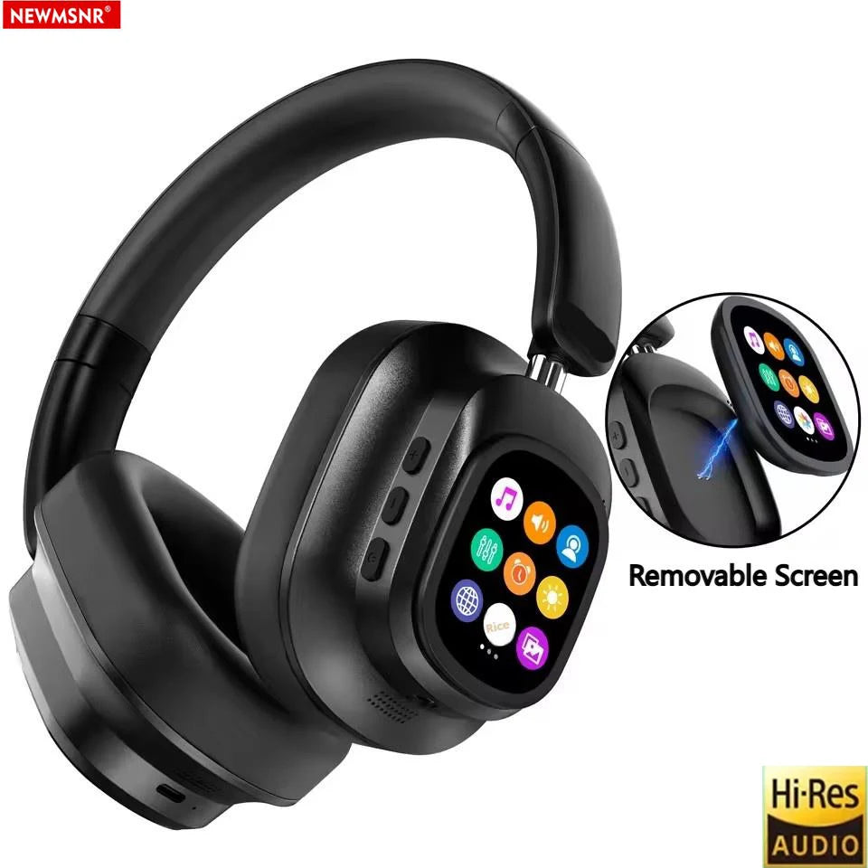 Auriculares inalámbricos Bluetooth con pantalla táctil LCD AI – Headset gaming con cancelación de ruido ANC, graves profundos y micrófono HD
