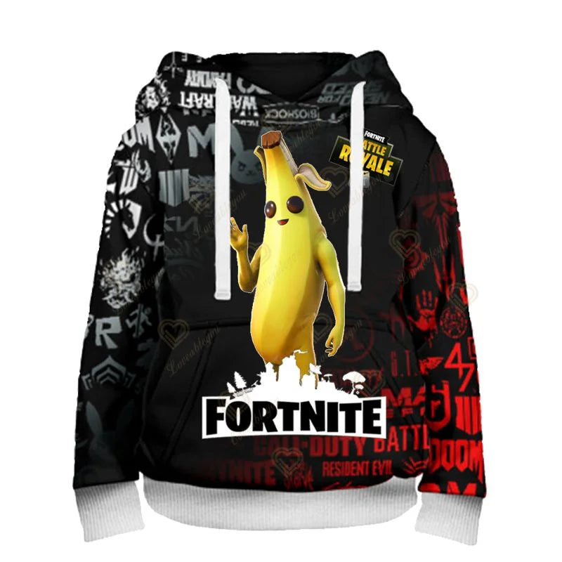 Fortnite-fanien huppari 3D Battle Royale -printillä – cosplay Victory -painettu huppari miehille, naisille ja lapsille, hupullinen streetwear-collegepaita