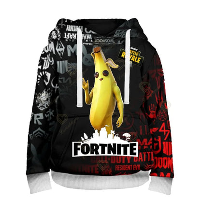 Fortnite-fanien huppari 3D Battle Royale -printillä – cosplay Victory -painettu huppari miehille, naisille ja lapsille, hupullinen streetwear-collegepaita