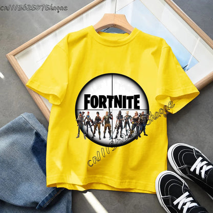 T-shirt infantil de verão Fortnite Bottle Royale — T-shirt de aniversário e festa para menino, manga curta em algodão
