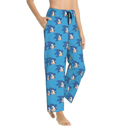 Custom Printed Womens Soniced Pajama Pants Hedgehog Game Sleepwear Sleep Lounge Bottoms with Pockets