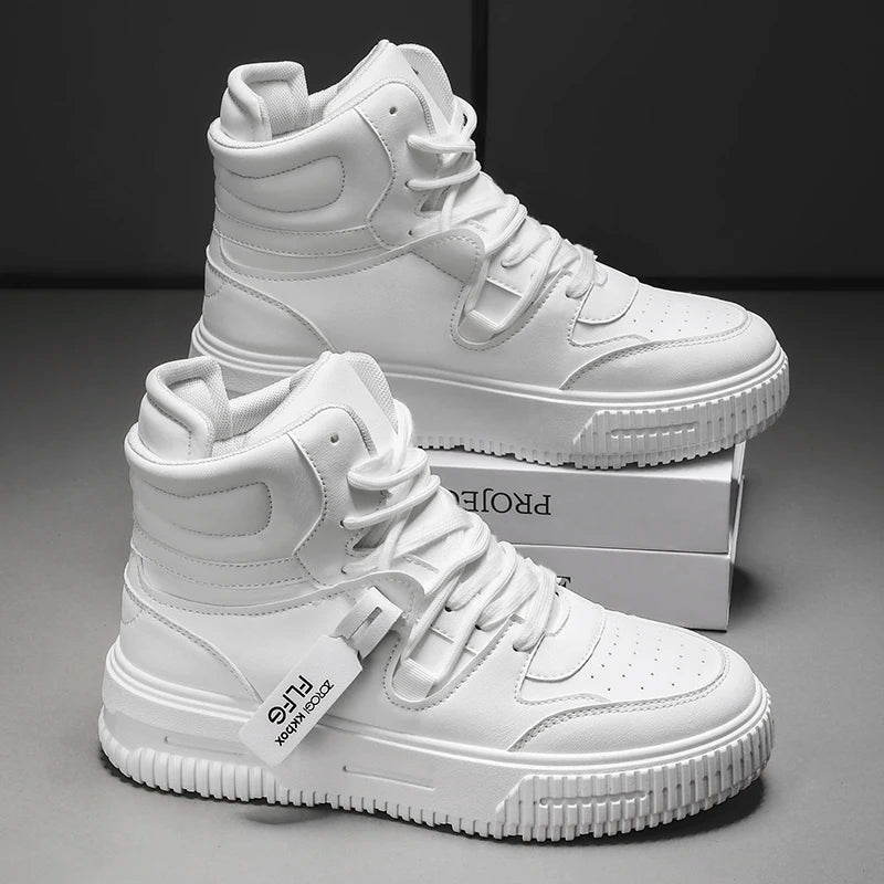 New Fashion Casual Sneakers High Top Skateboard Shoes Student Boots Men and Women Trend Wear Resistant Two-Color Couples