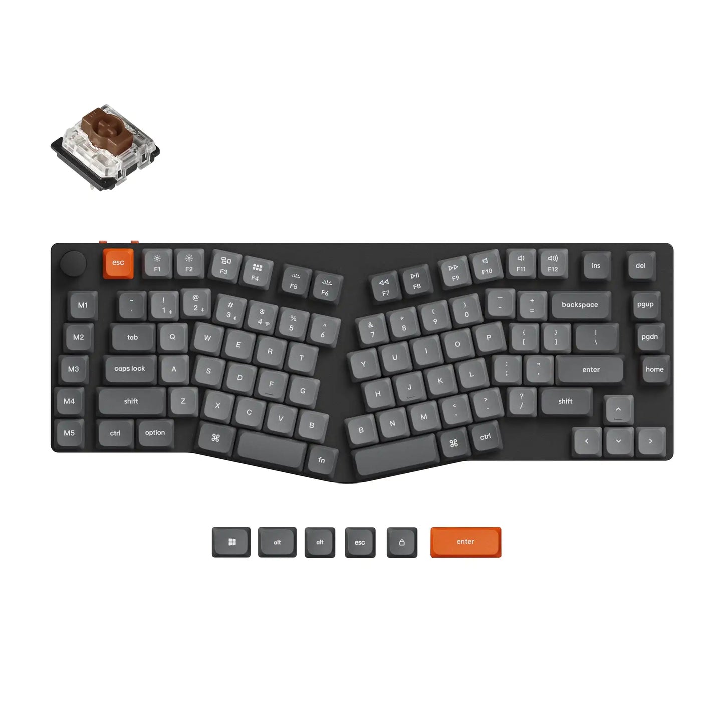 Keychron K15 Max (Alice-Layout) QMK kabellose individuell anpassbare mechanische Tastatur mit flachem Profil, Gateron-Switches und Double-Shot-PBT-Tastenkappen