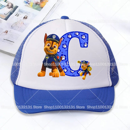 Casquettes de baseball en maille PAW Patrol : Chase, personnage de dessin animé, lettres, pour adultes et enfants, casquettes de sport, anime, été, protection solaire, visière, cadeau pour garçon et fille