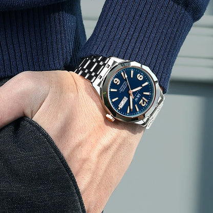 Mekanisk luksusur til mænd, Reloj CARNIVAL i wolfram, automatisk urværk MIYOTA 8205, vandtæt.