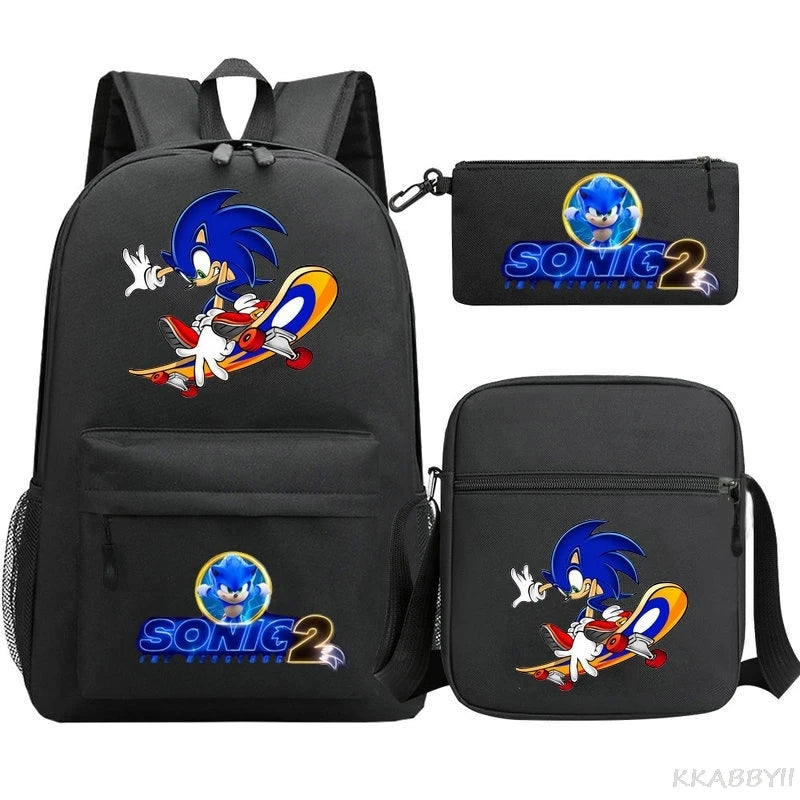 Sonic Backpacks Student School Bags for Teen Men Women Tote Bag Clutch Pocket Nylon Backpacks Travel Mochilas