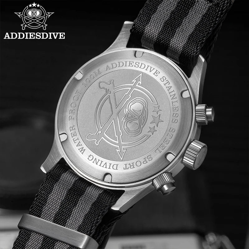 ADDIESDIVE 2025 neue Panda Eye Herrenuhr, Retro-Luxus, VK64 Quarzuhr für Herren, Sport-Chronograph, 100M wasserdicht, leuchtend