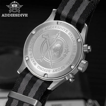 ADDIESDIVE 2025 neue Panda Eye Herrenuhr, Retro-Luxus, VK64 Quarzuhr für Herren, Sport-Chronograph, 100M wasserdicht, leuchtend