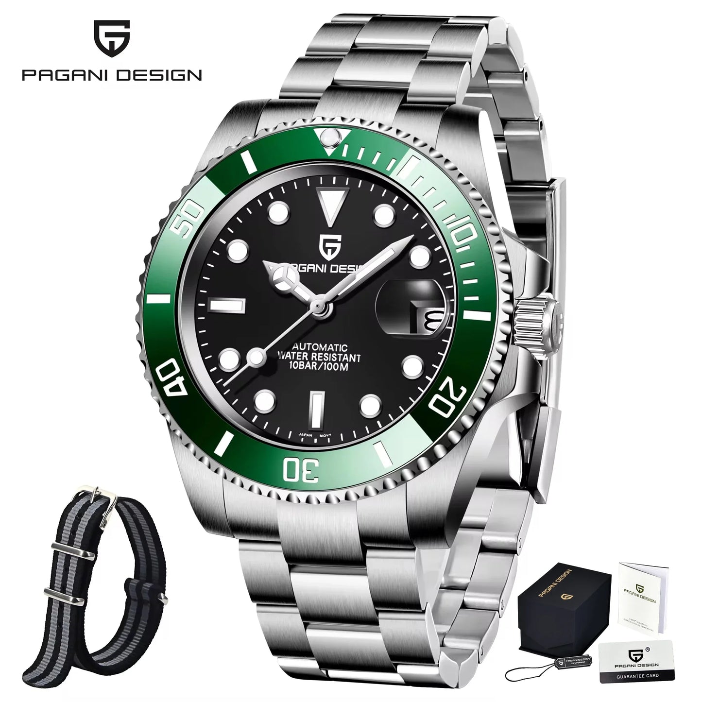 PAGANI DESIGN Men Automatic Mechanical Watch PD1661 8215 Dive Stainless Steel Waterproof Clock Sapphire Reloj Hombre