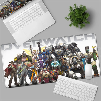 Геймърски пад за мишка Overwatch Anime Girl, голям XXL, HD печат, постелка за компютърна клавиатура, лаптоп и офис, мека гумена подложка за бюро, 900x400 MM