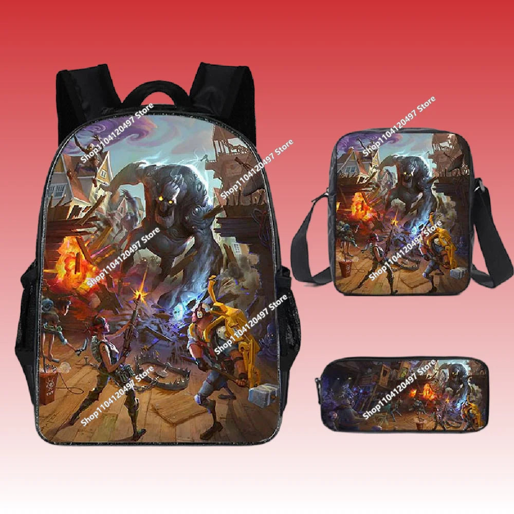 3-teiliges Set Fortnite-Gaming-Rucksack, Anime-Cartoon, große Kapazität, Schultaschen für Schüler, Federmäppchen, Kawaii-Lunchbag, Geburtstagsgeschenke