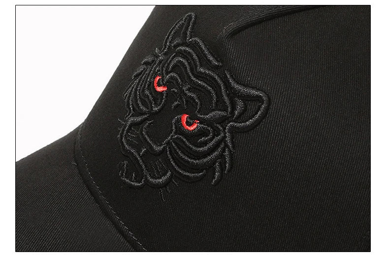 New Cotton Black Tiger Embroidery Baseball Cap Men Women Hip Hop Hat Summer Leisure Trucker Caps Unisex Snapback Hats Gorras