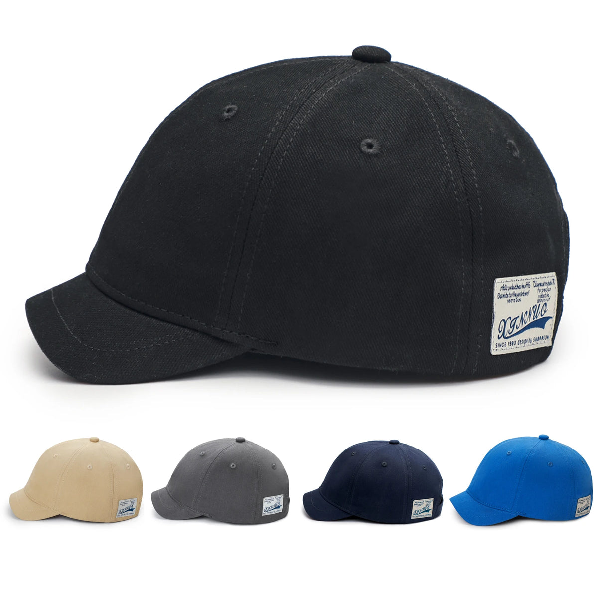 Casquette de baseball en coton à visière courte pour homme et femme, style décontracté vintage « Dad Hat », ajustable, style « trucker », profil bas, avec bande de fermeture en nylon