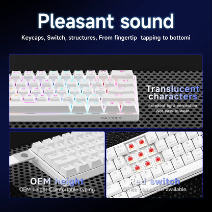 Ajazz NK61 Wired Mechanical Gaming Keyboard 61 Keys RGB Hot-Swap Mixed Color Red Switch Compatible with Win/Mac for Gamers