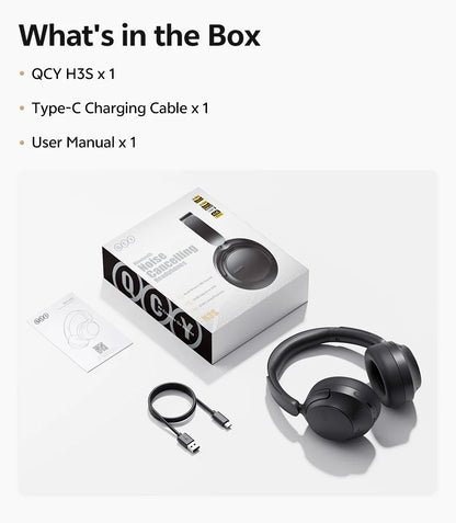 Auriculares circumaurales QCY H3S ANC Bluetooth 6.0 – Audio espacial Hi-Res LDAC, cancelación de ruido adaptativa de -56dB, auriculares inalámbricos