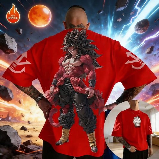 Summer Dragon Ball Retro Anime T-Shirt Men's Super Saiyan4 Goku Casual Loose Sports Daily Short Sleeve Crew Neck Relaxed FitTee