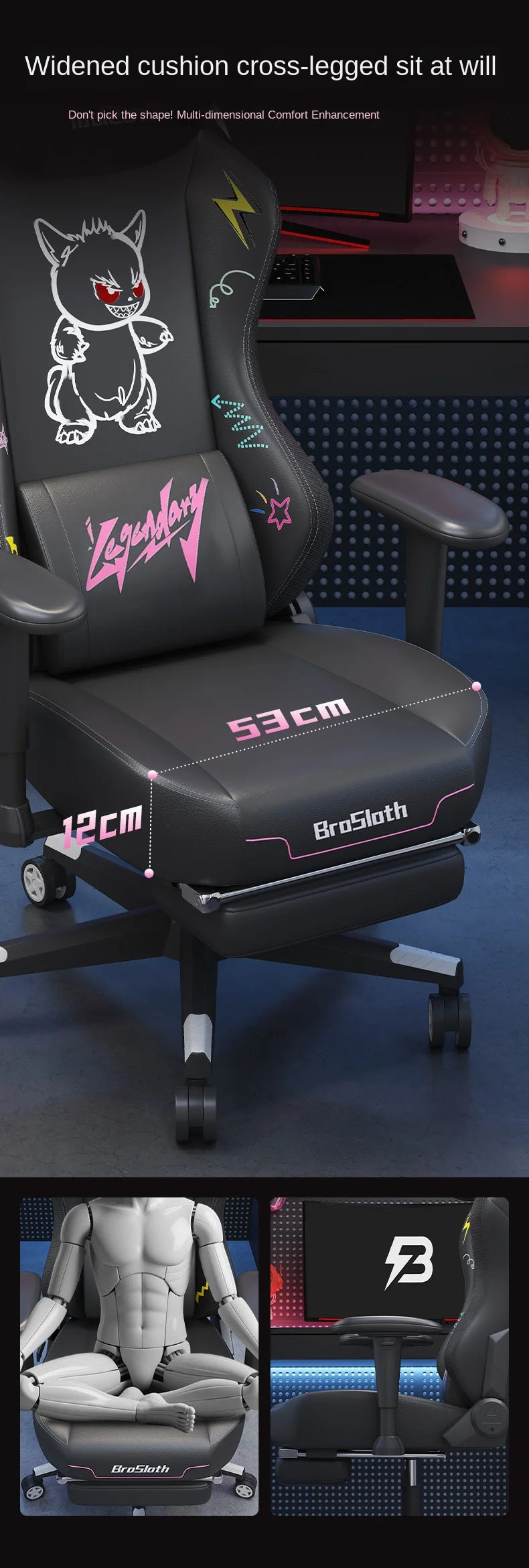 S8 Gaming Chair with 3D Armrests, Adjustable Backrest, Computer Office Chair, Nylon Feet, Gaming Streamer Chair