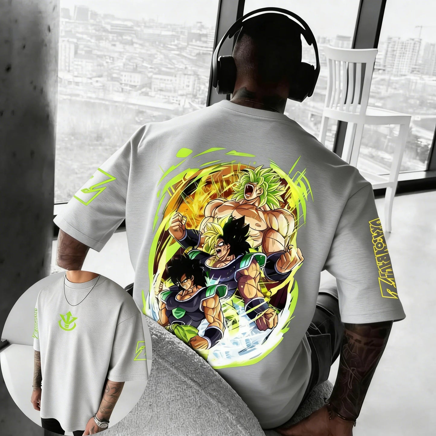Dragon Ball Anime Pure Cotton T-shirt Summer New Broli Co Branded Men's and Women's Harajuku Hip Hop Casual Short Sleeve Top