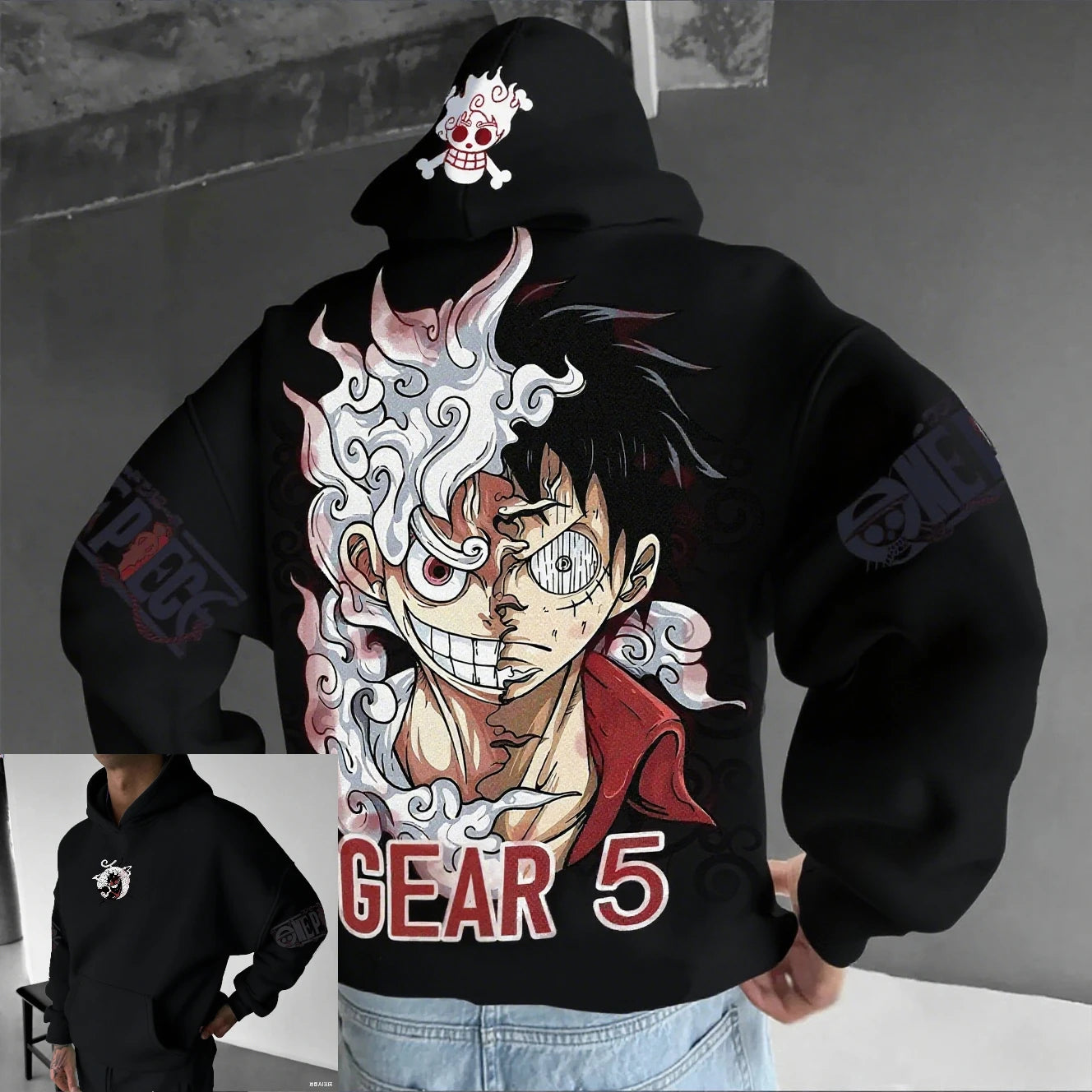 Anime Hoodie Men Women One Piece Luffy Gear 5 Nika Streetwear Casual Pullover Sweatshirt Autumn Winter Cosplay Long Sleeve Tops