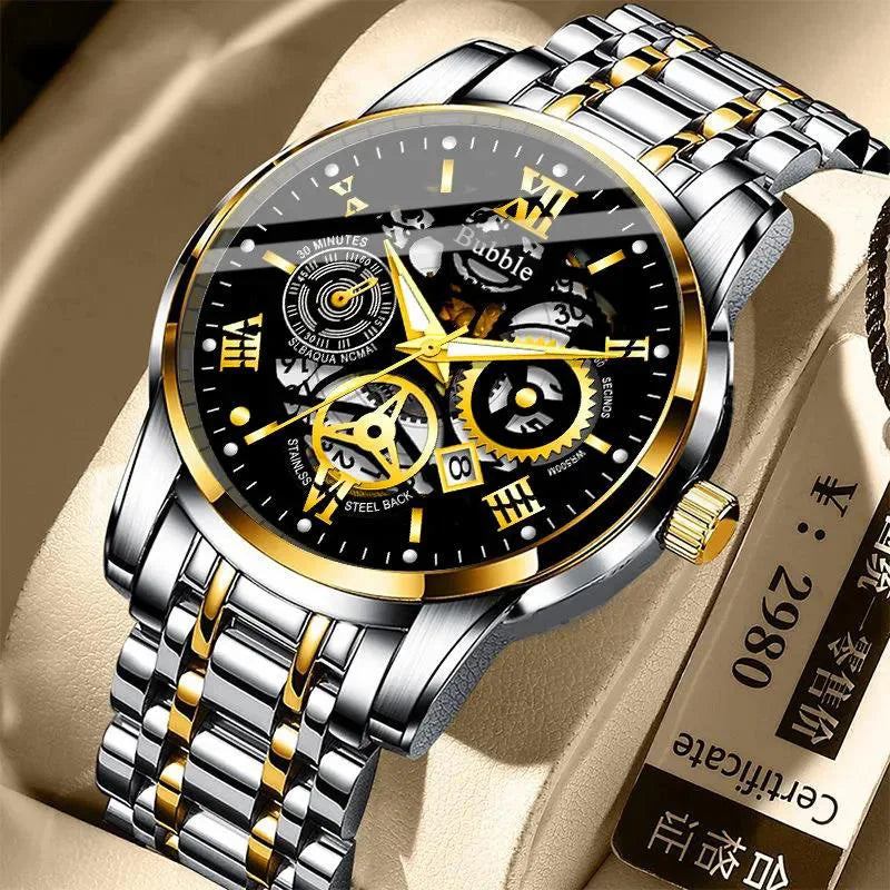Montre pour homme UTHAI L93 – Style tendance, luxe accessible et polyvalent; mouvement à quartz, affichage luminescent, étanche, cadran ajouré avec chiffres romains.