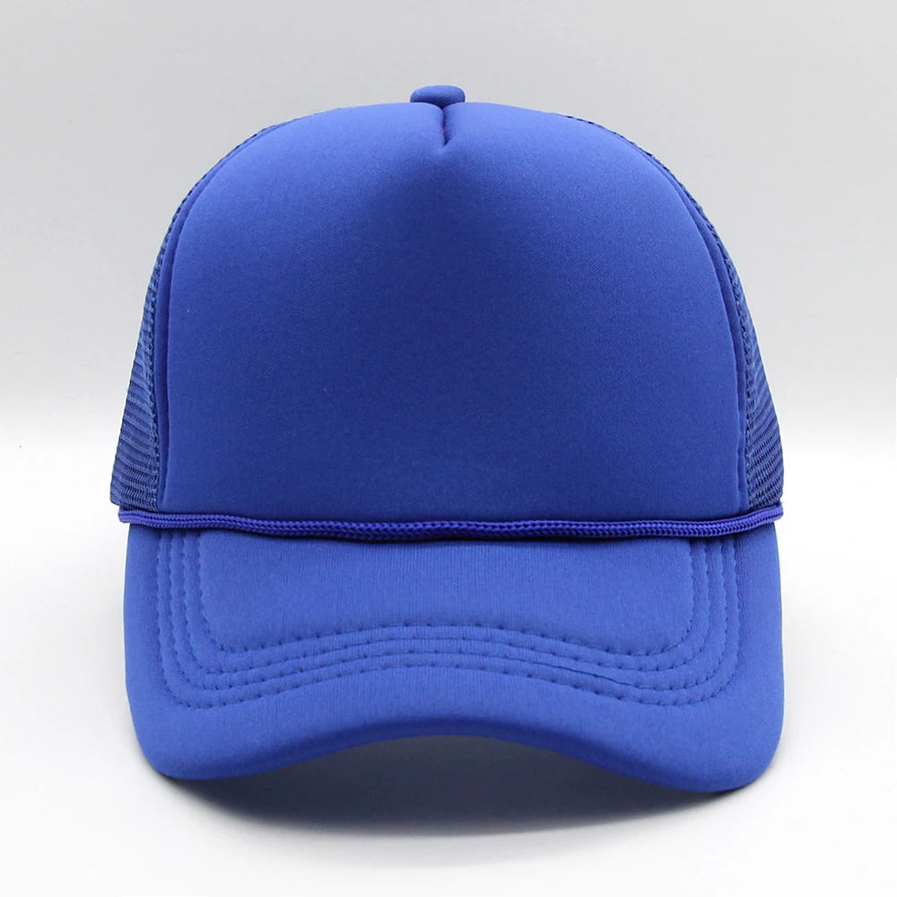 5 panel Trucker Caps Men Women Plain Blank Foam Mesh Baseball Cap With Rope Summer Breathable Outdoor Sport Sun Visor Hats