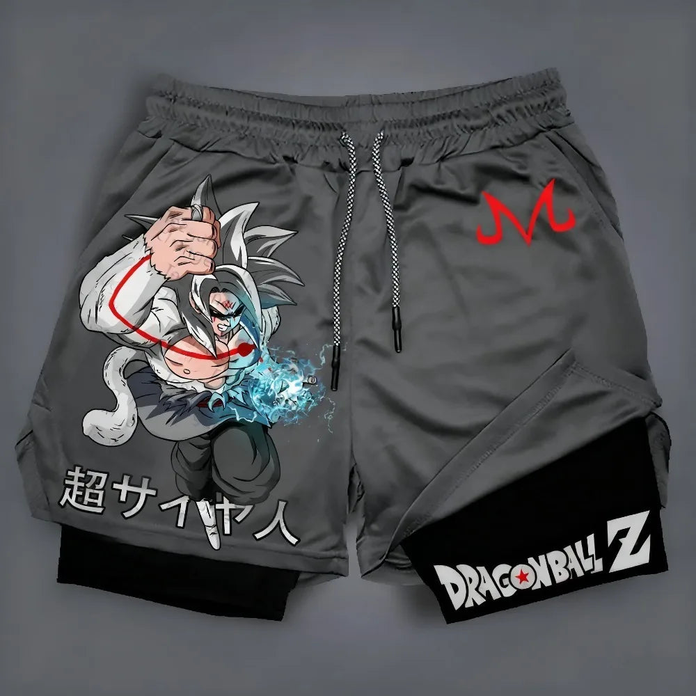 Dragon Ball Anime Goku Peripheral Printed Double-layered Shorts 2025 Summer American Sporty Men's Loose and Breathable Pants