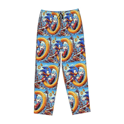 Custom Women Soniced Pajama Pants Printed Hedgehog Game Sleep Sleepwear Bottoms with Pockets