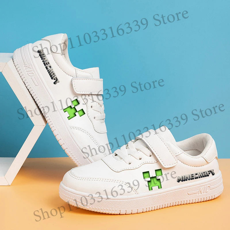 Game Theme Board Shoes Sneakers Minecrafted Pattern Sports Shoes Male Casual Leather Soft Soled Small White Shoes Birthday Gift