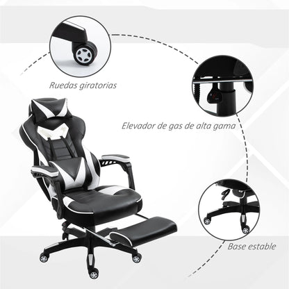 Sedia da gaming ergonomica Vinsetto con schienale reclinabile 65X70X118.5-126.5Cm