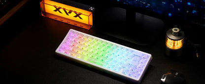 XVX M67 JadeStone mechanische Tastatur mit IMD-Tech-Tastenkappen, Hot-Swap-fähig, Gasket-Mount, Tri-Mode, individuell anpassbares RGB, kabellose Tastatur 65%
